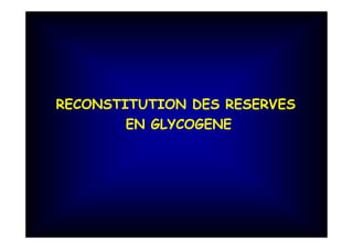 RECONSTITUTION DES RESERVES
EN GLYCOGENE
 