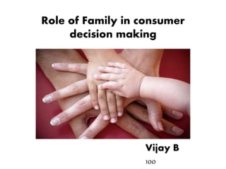 Role of Family in consumer
decision making
Vijay B
100
 