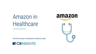 1
How the tech giant is attacking the healthcare space
Amazon in
Healthcare
 