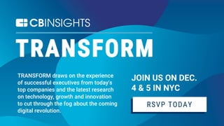 6
TRANSFORM draws on the experience
of successful executives from today's
top companies and the latest research
on technology, growth and innovation
to cut through the fog about the coming
digital revolution.
JOIN US ON DEC.
4 & 5 IN NYC
RSVP TODAY
 