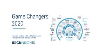 1
Emerging trends to watch and high-momentum
startups with world-changing potential
Game Changers
2020
 