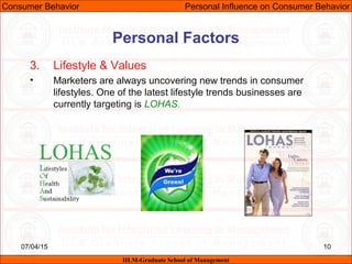 Cb unit-v (individual influences on consumer decision making) | PPT