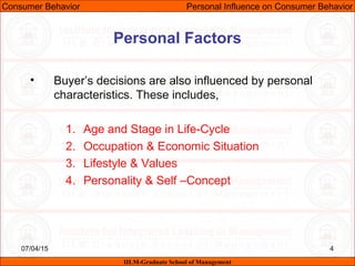 Cb unit-v (individual influences on consumer decision making) | PPT