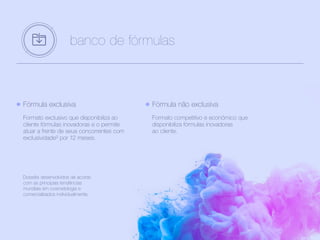 tendências e inovação
desenvolvimento cosmético
profissão e carreira
mercado
marketing e design
Nossos próximos passos
reservam grandes lançamentos.
Todos os produtos estarão pautados em:
 