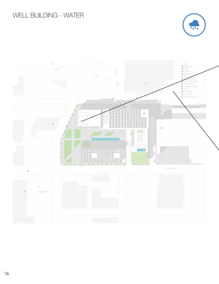76
WELL BUILDING - WATER
ROOF/SITE PLAN
SCALE: 1”=30’
1
2
3
4
5
PARKING RAMP
PLAZA
PV ARRAY
COLD STORAGE LOFTS
ASIAN MARKET
6
7
8
9
10
STREETCAR STOP
ONE-WAY BUS DRIVE
POWER PLANT
COMMUNITY GARDEN
POOL
KEY
1
2
3
4
5
6
7
8
9
10
11 ROOFTOP BAR
11
GRANDAVENUE
3RD STREET
12 CITY MARKET
12
13 COMMUTER RAIL STOP
13
 