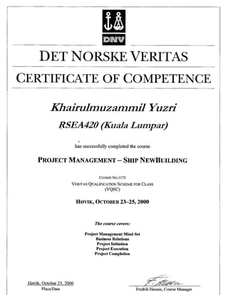 YUZRI Certificates