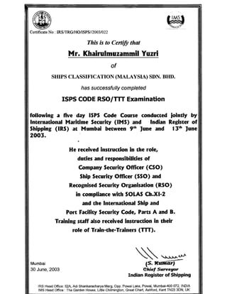 YUZRI Certificates