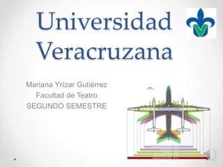 Universidad
Veracruzana
Mariana Yrízar Gutiérrez
Facultad de Teatro
SEGUNDO SEMESTRE
 