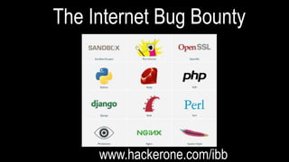 The Internet Bug
Bounty
www.hackerone.com/ibb
 