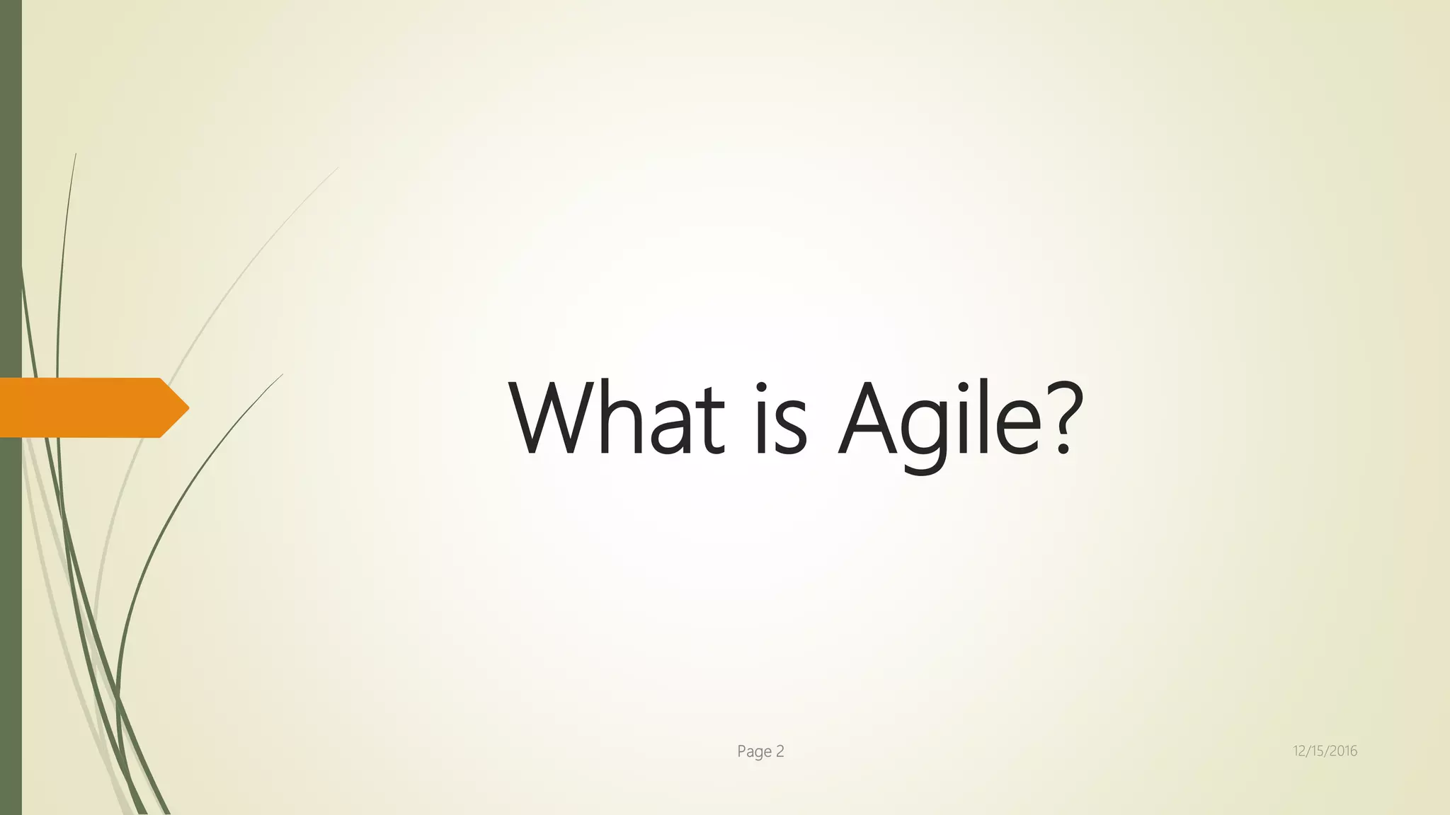 What is Agile?
Page 2 12/15/2016
 