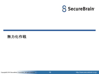 http://www.securebrain.co.jpCopyright© 2016 SecureBrain Corporation, All rights reserved. http://www.securebrain.co.jpCopyright© 2016 SecureBrain Corporation, All rights reserved.
無力化作戦
18
 