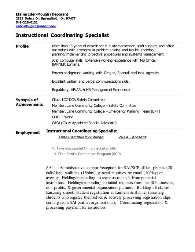 elaine eiler mough resume