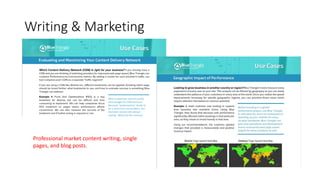 Writing & Marketing
Professional market content writing, single
pages, and blog posts.
 