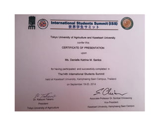 CERTIFICATES FOR INTERNATIONAL CONFERENCES