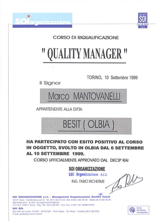1999-09 Quality Mgr course