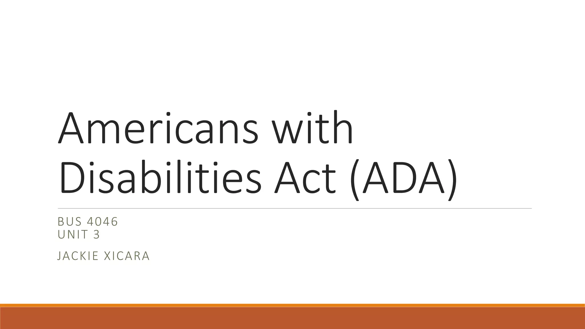 Americans With Disabilities Act Training Presentation (ADA) | PPTX
