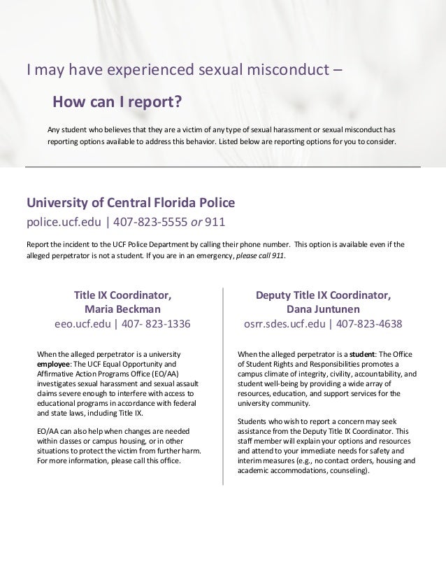 responding to sexual misconduct ucf incident report