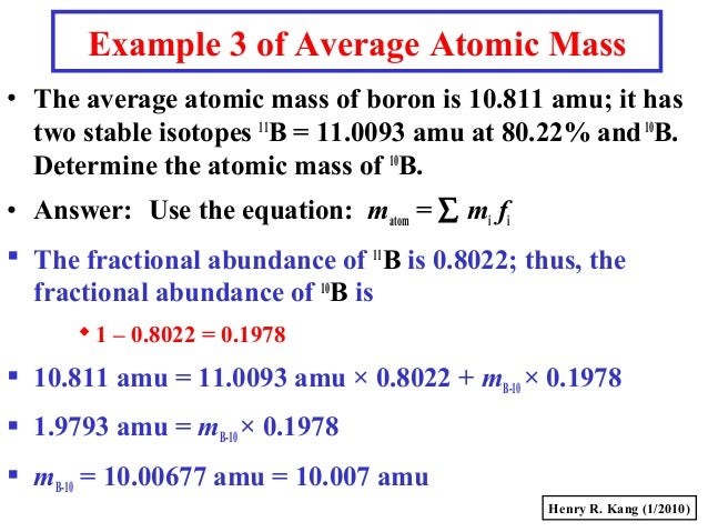 Mass Of Boron Mass Of Boron