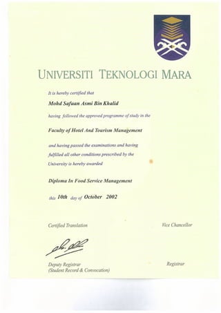 DIPLOMA IN FOODSERVICE ENGLISH VERSION