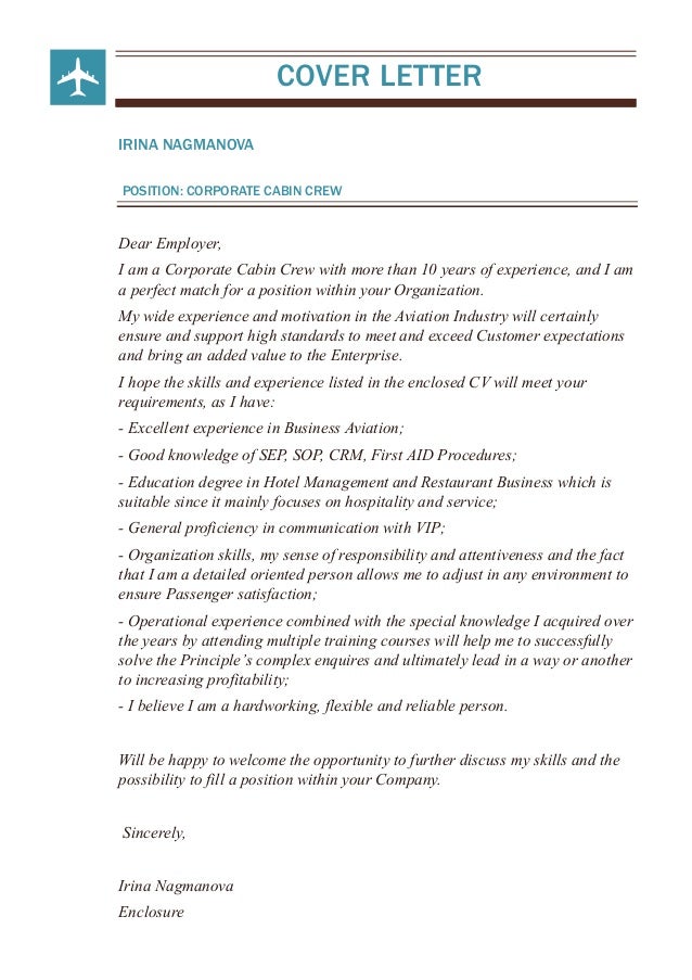 examples of cabin crew cover letter