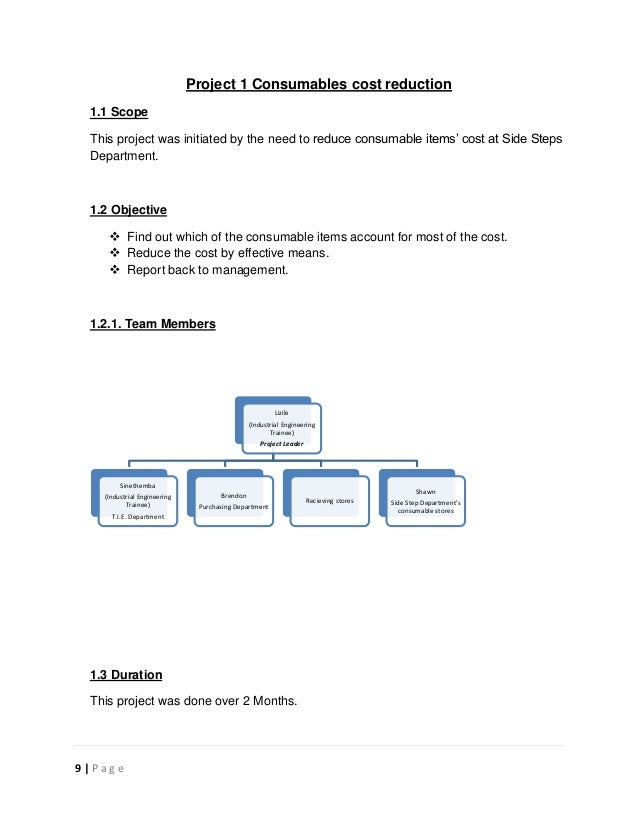 Consumables cost reduction project