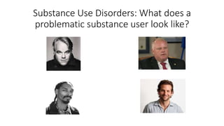 Substance Use Disorders: What does a
problematic substance user look like?
 