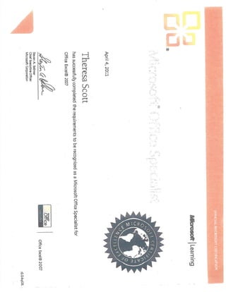 Microsoft Specialist Certificate