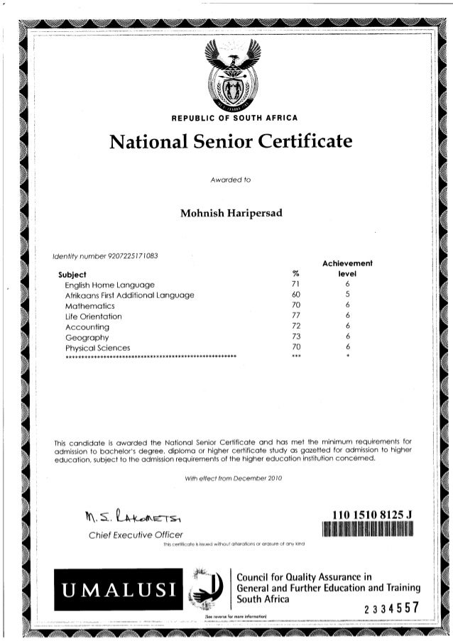 NSC Certificate PDF
