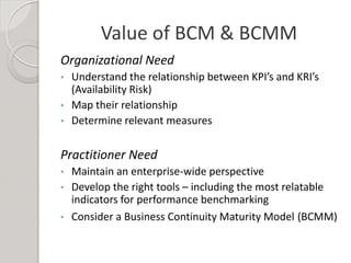 Demonstrating the Value of BCP - Maturity Models - Andrews - Oct 2016 | PDF