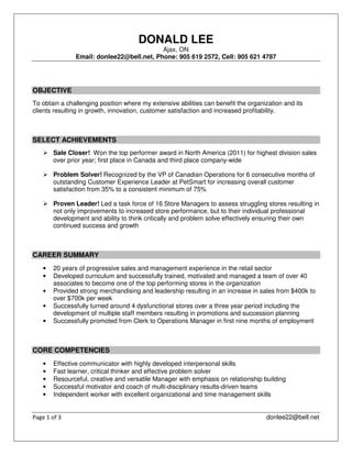 Donald Lee -Sales, Management and Operations- Resume May 2016 | PDF