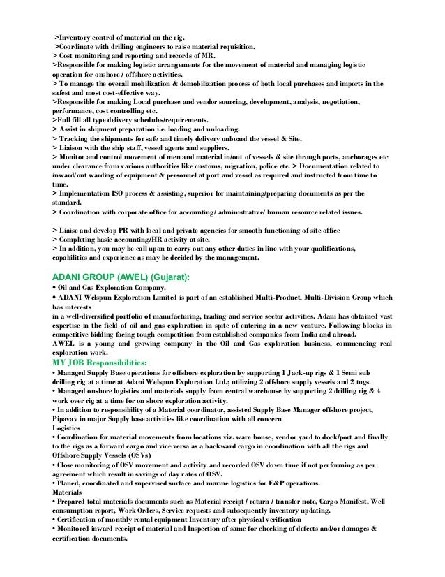 oil and gas resumes