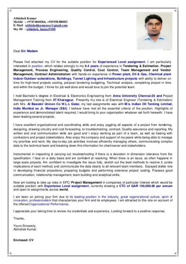 abhishek kumar cv with cover letter gmail cover letter