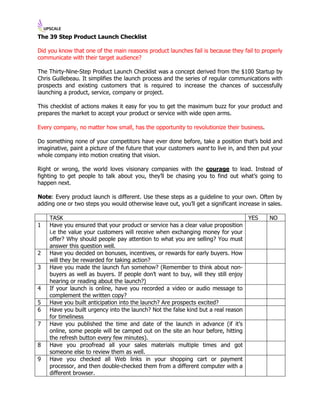 The 39 Step Product Launch Checklist | PDF