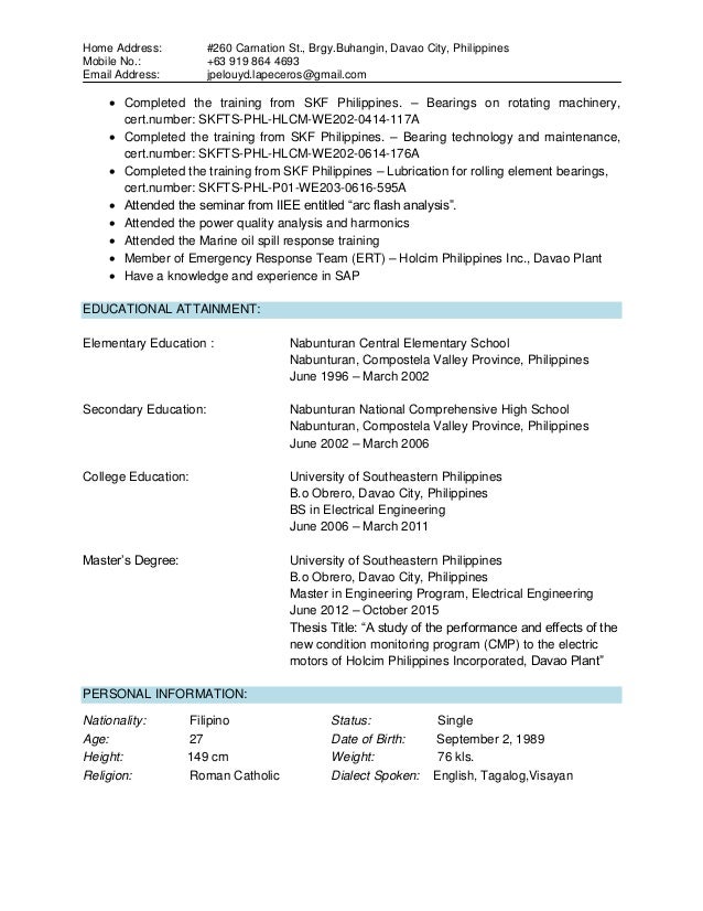 Curriculum vitae examples pdf picture
