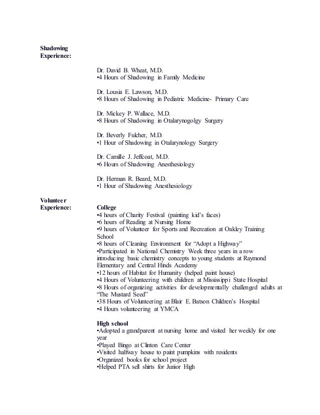 Cv for medical school Cv for medical school