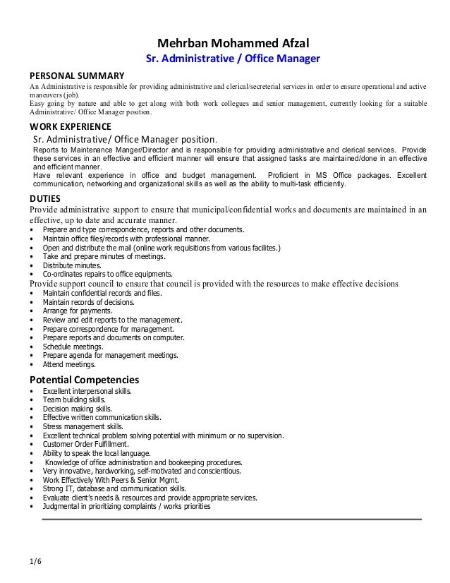 administration cv