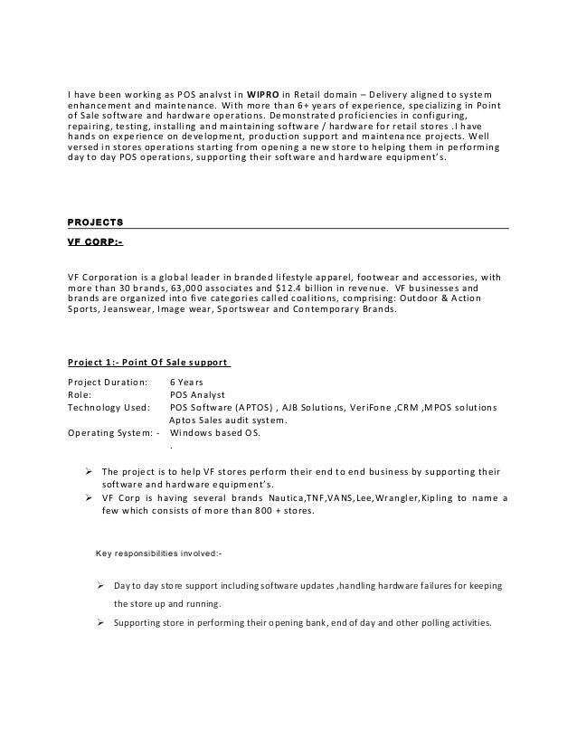 point of sale resume