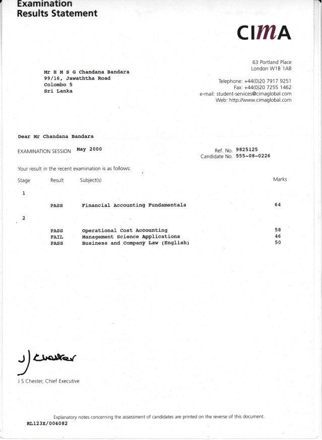 CIMAResult Sheet