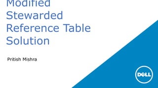 Modified
Stewarded
Reference Table
Solution
Pritish Mishra
 