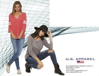 6753 KINGSPOINTE PARKWAY SUITE 111
ORLANDO, FL 32819
407.447.9980
email: sales@usapparelonline.com
www.usapparelonline.com
 