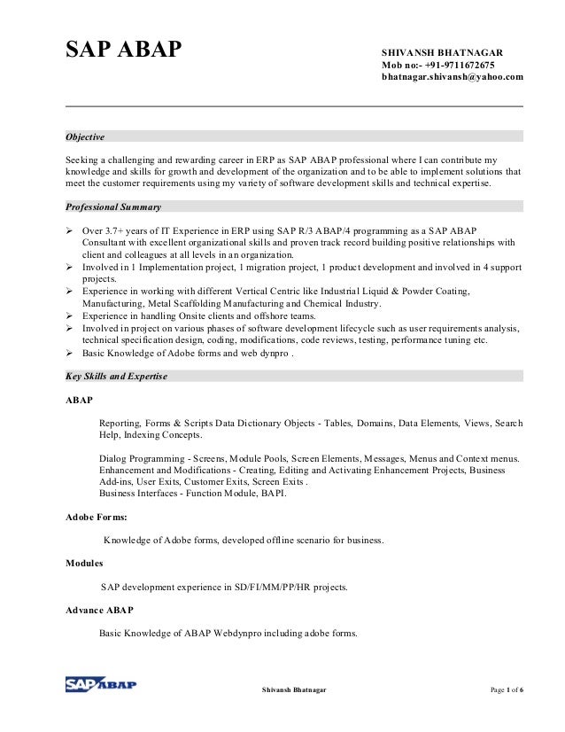 sap resumes
