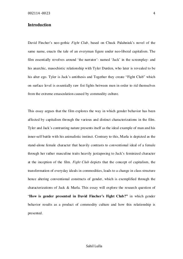 Fight club book vs movie essay