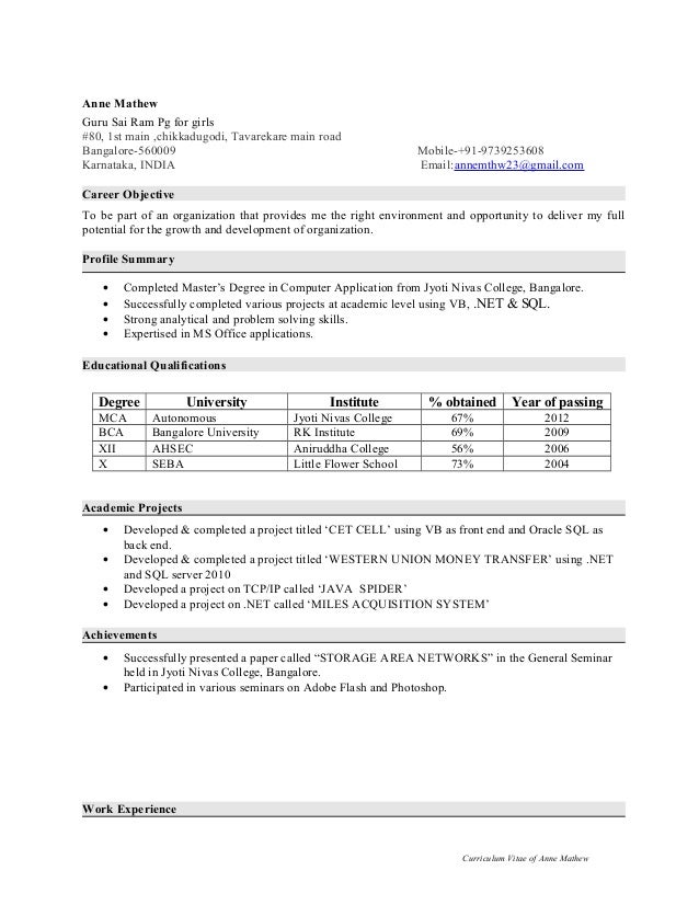 academic projects in resumes