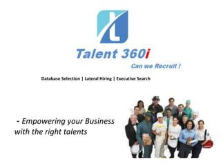 Database Selection | Lateral Hiring | Executive Search
- Empowering your Business
with the right talents
 
