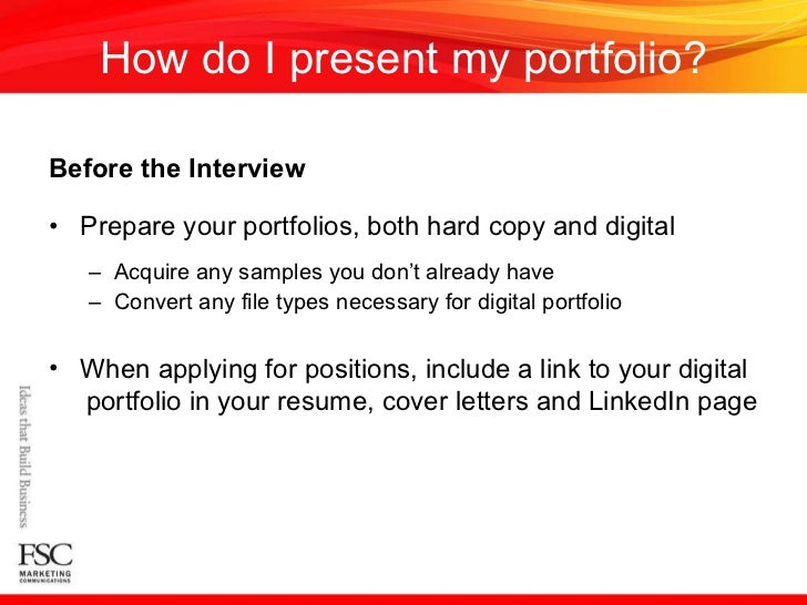 how do you prepare your presentation portfolio