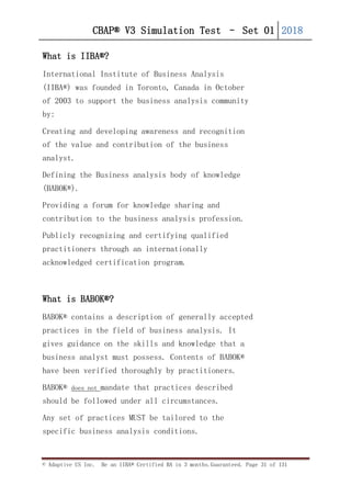 FREE CBAP v3 Simulation Question test-set 01 | PDF
