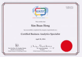 Certified Business Analytics Specialist (CBAS)