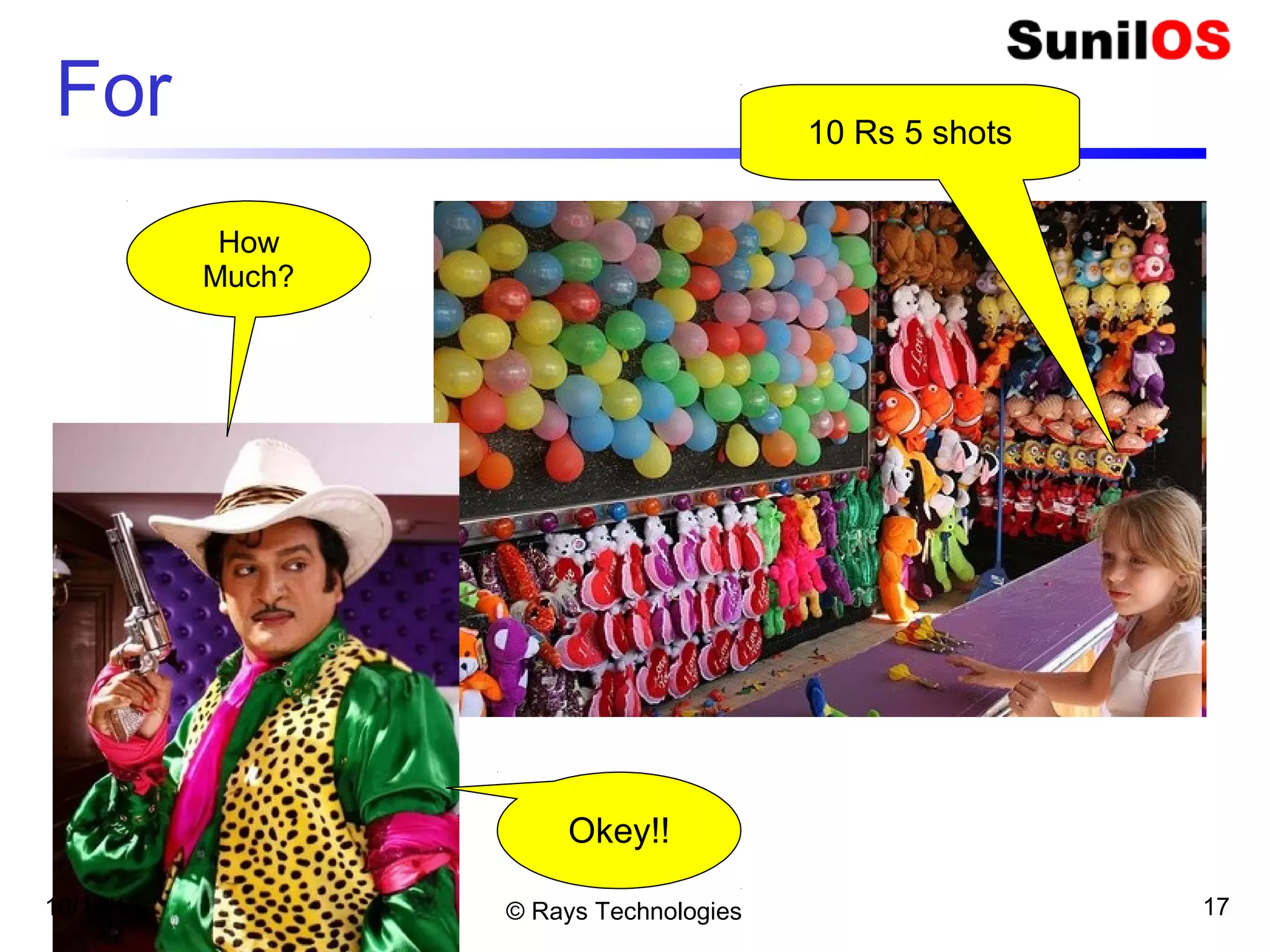 © Rays Technologies
For 10 Rs 5 shots
How
Much?
Okey!!
10/14/16 17
 