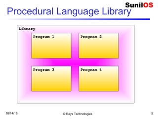 10/14/16 © Rays Technologies 5
Procedural Language Library
Library
Program 1 Program 2
Program 3 Program 4
 