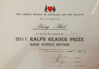 Ralph Reader CSANZ Prize 2 2011